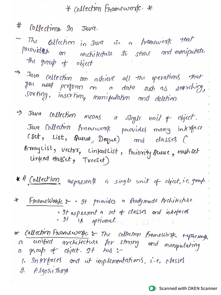 Java Collection Framework Hands Written Notes | PDF