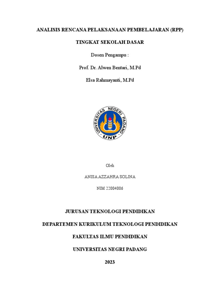 Analisis RPP Kurikulum 2013 Anisa Azzahra | PDF