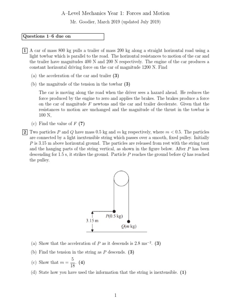 A level mechanics year 1 chapter 10 1 1 pdf force