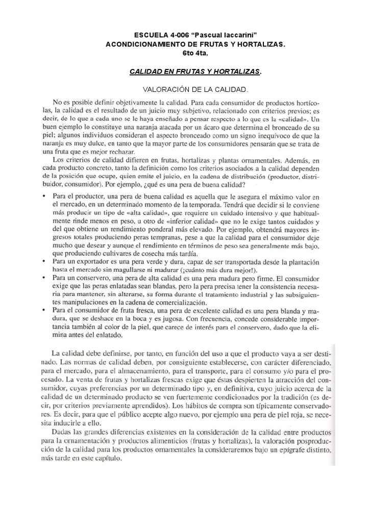Calidad En Frutas Y Hortalizas 2023 Pdf
