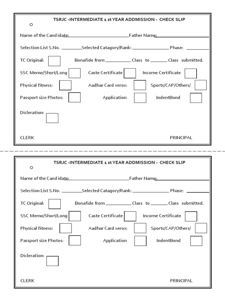 Check Slip Inter Addmissions PDF
