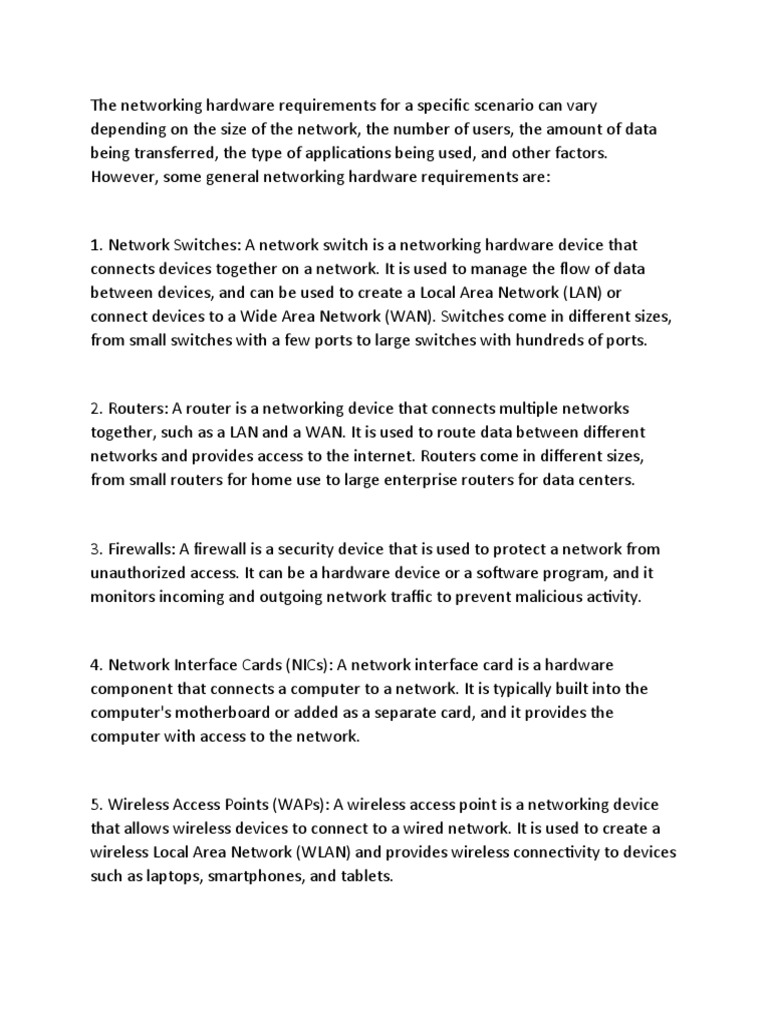 The Networking Hardware Requirements PDF