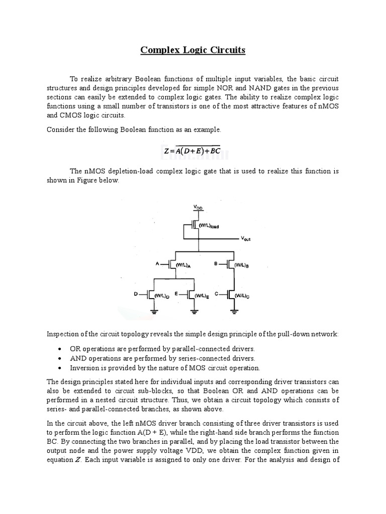 Complex Logic Gate Design Principles | PDF | Logic Gate | Mosfet