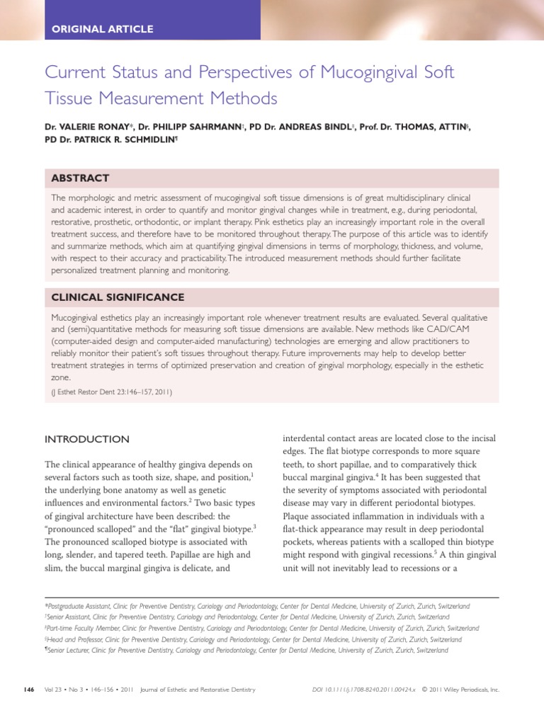 Mucogingival Soft Tissue Measurement Methods | PDF