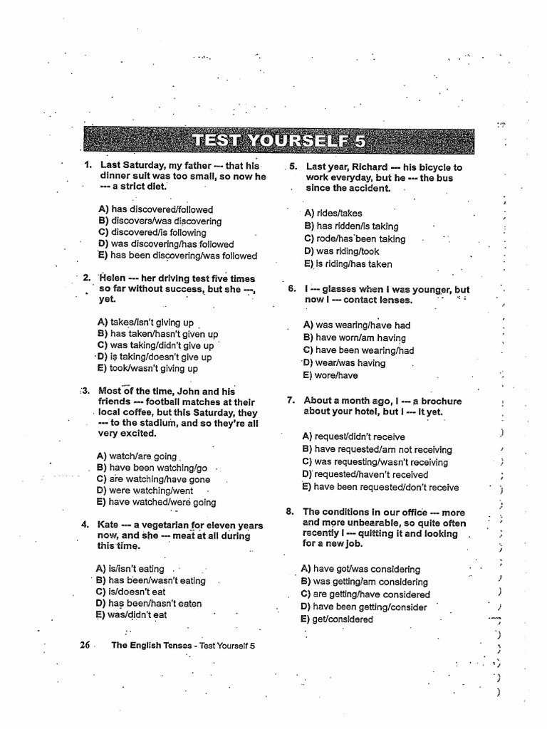 02.08 Test Yourself 5 - 6 Tenses | PDF