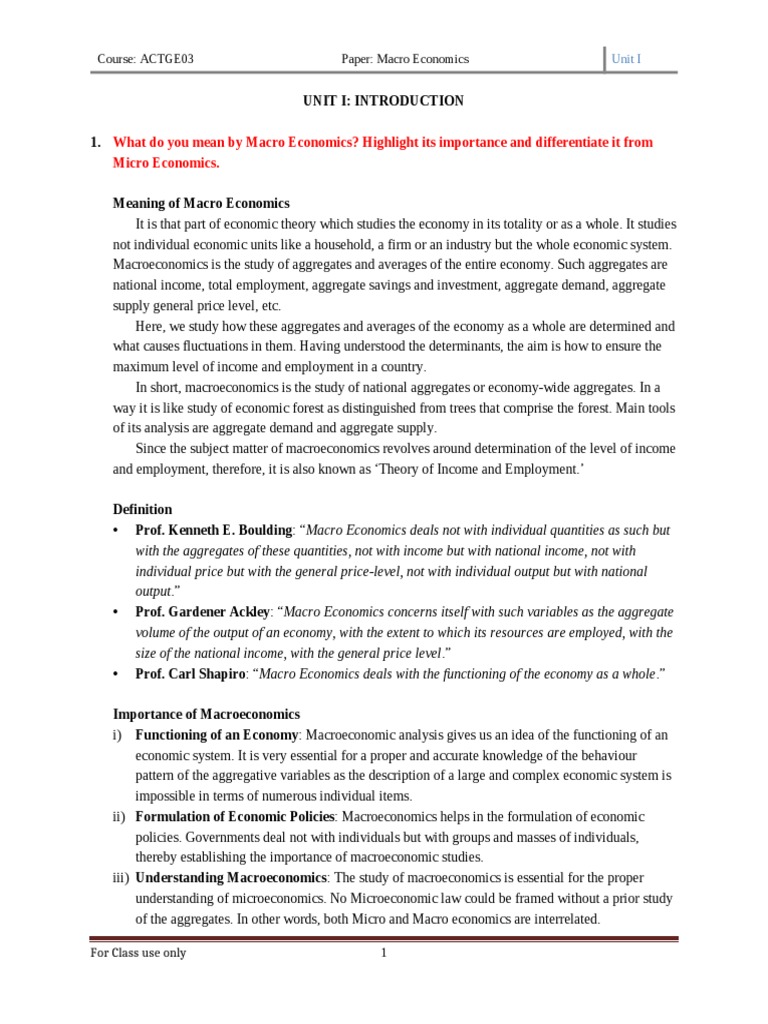 Understanding Macroeconomics Basics Pdf