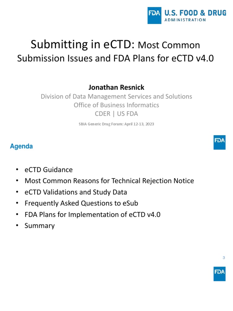 Common Issues in eCTD Submission & FDA Plans For eCTD v4.0 | PDF ...