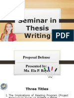 Title Defense Seminar in Thesis Writing
