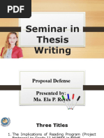 Title Defense Seminar in Thesis Writing