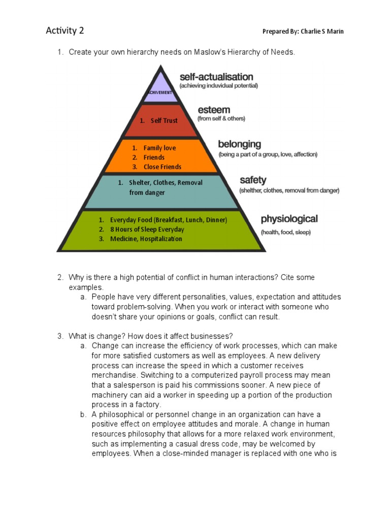 Create Your Own Hierarchy of Needs | PDF | Stress (Biology) | Emotions
