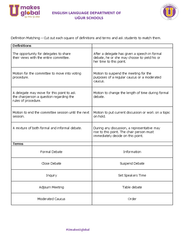 Matching Game Rules and Procedures PDF