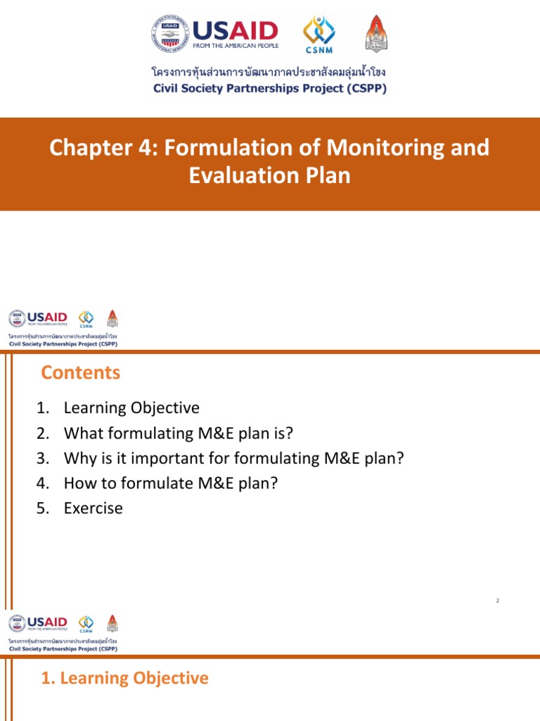 Lesson 4 Formulation Of Monitoring And Evaluation Plan Pdf