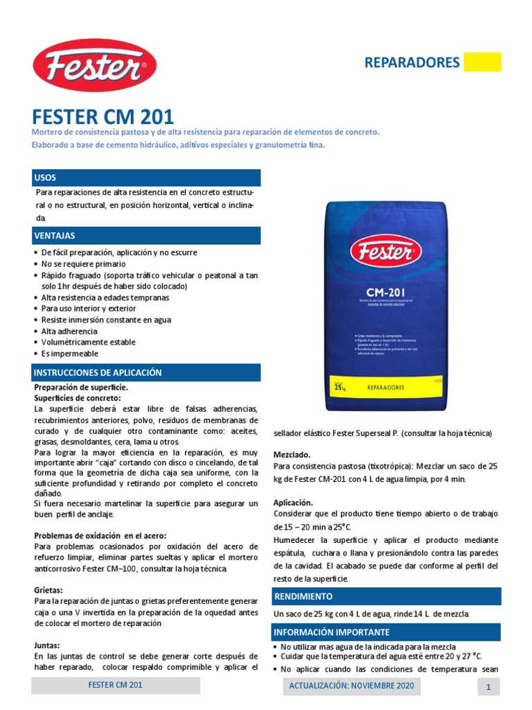 Fester CM201 MX 2020 | PDF | Hormigón | Materiales