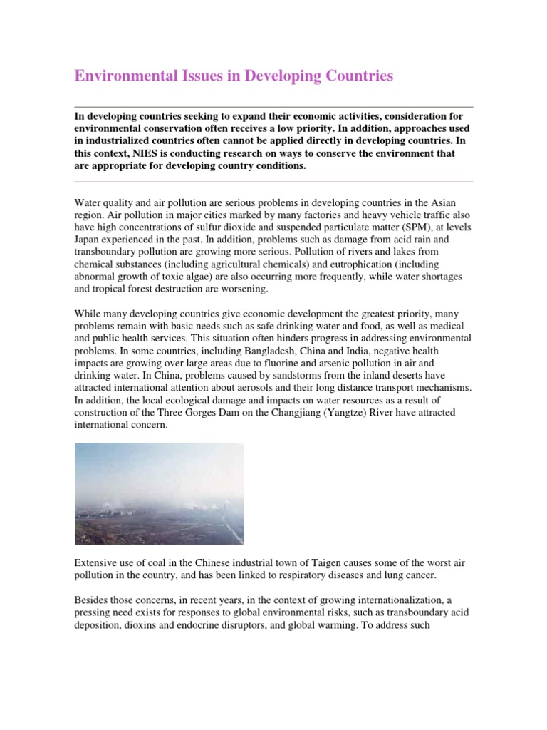 Environmental Issues in Developing Countries | PDF | Pollution | Air ...