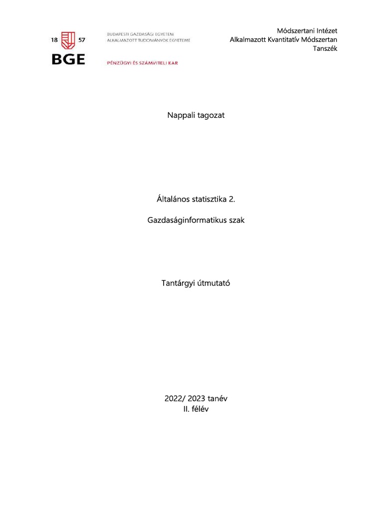 Útmutató Ált - Stat2 N 2022 23 II | PDF