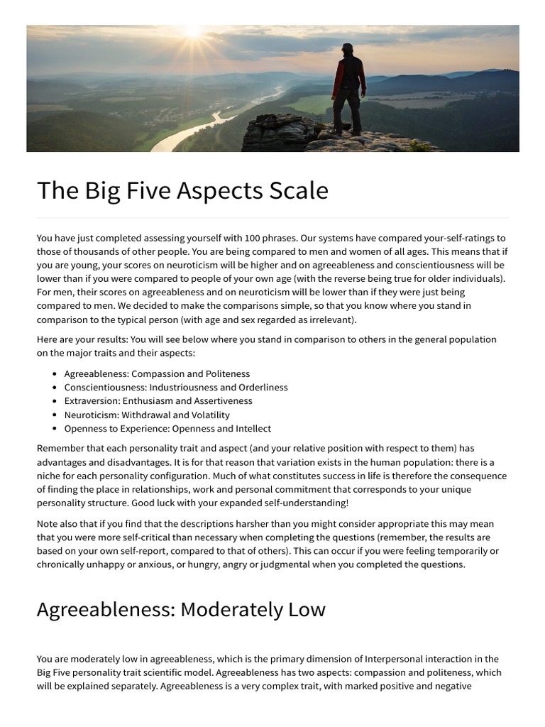 Understand Myself - The Big Five Aspects Scale | PDF | Extraversion And ...