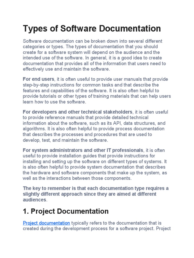 Types of Software Documentation | PDF | Documentation | Software