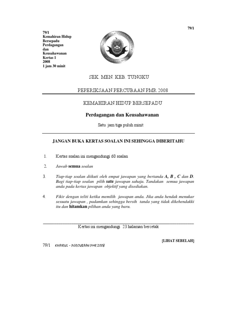 Pmr Kh Perdagangan Perlis Pdf