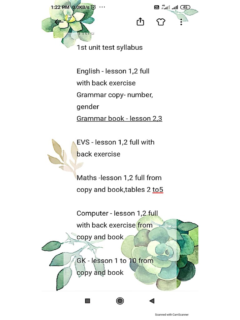 1st Unit Test Syllabus 2nd Class | PDF