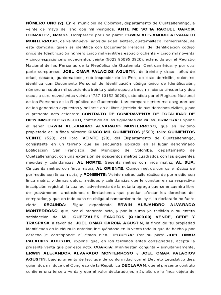 Contrato de Compraventa Total | PDF | Guatemala | Justicia