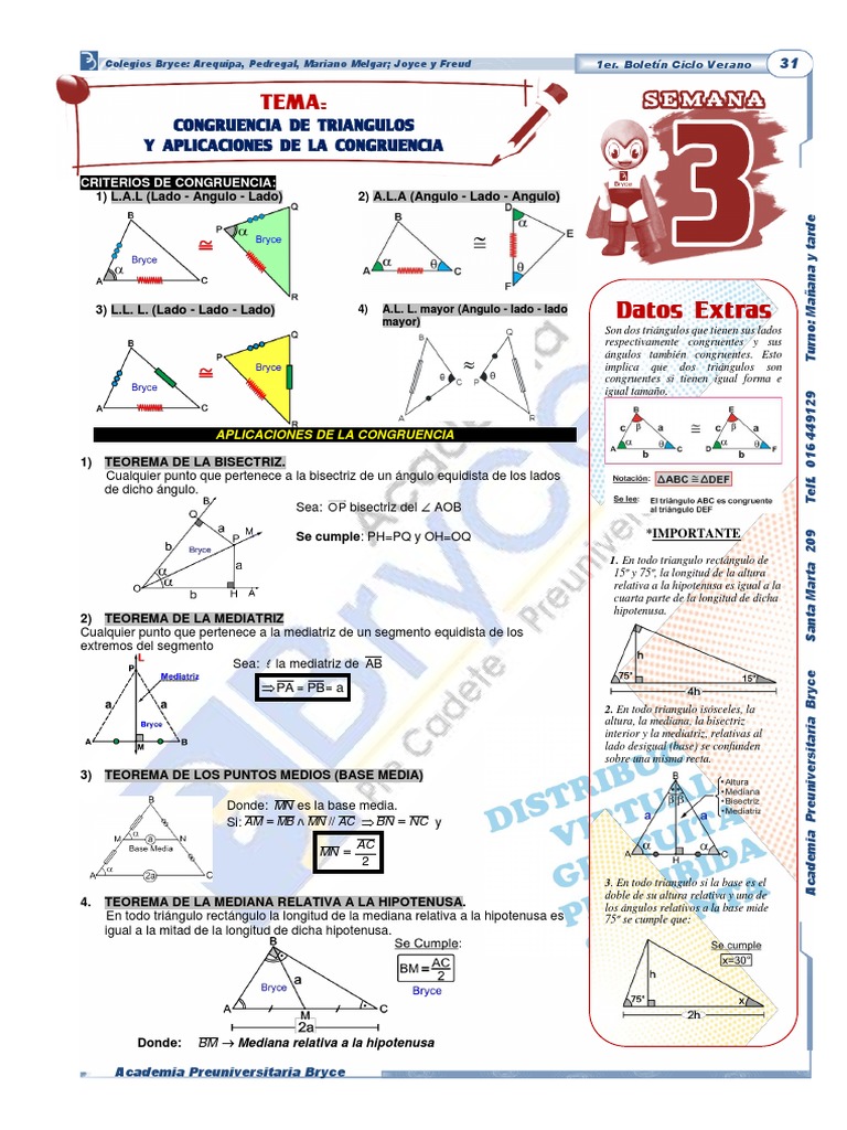 Teoremas y Ejercicios de Triángulos | PDF | Triángulo | Geometría ...