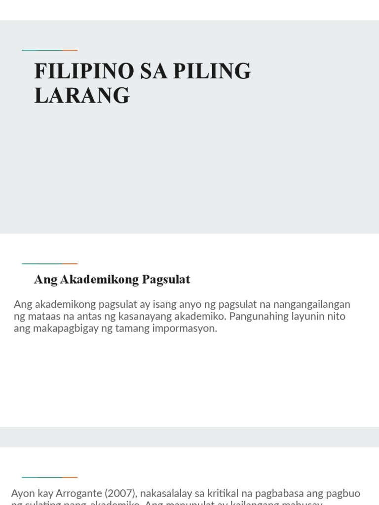 Filipino Sa Piling Larang | PDF