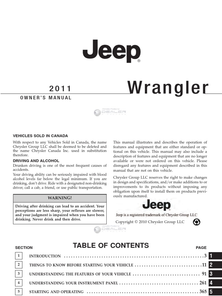 Jeep Wrangler Owner Manual PDF Manufactured Goods Vehicle Technology