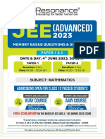 JEE Advanced 2023 Paper-1 & 2 Mathematics