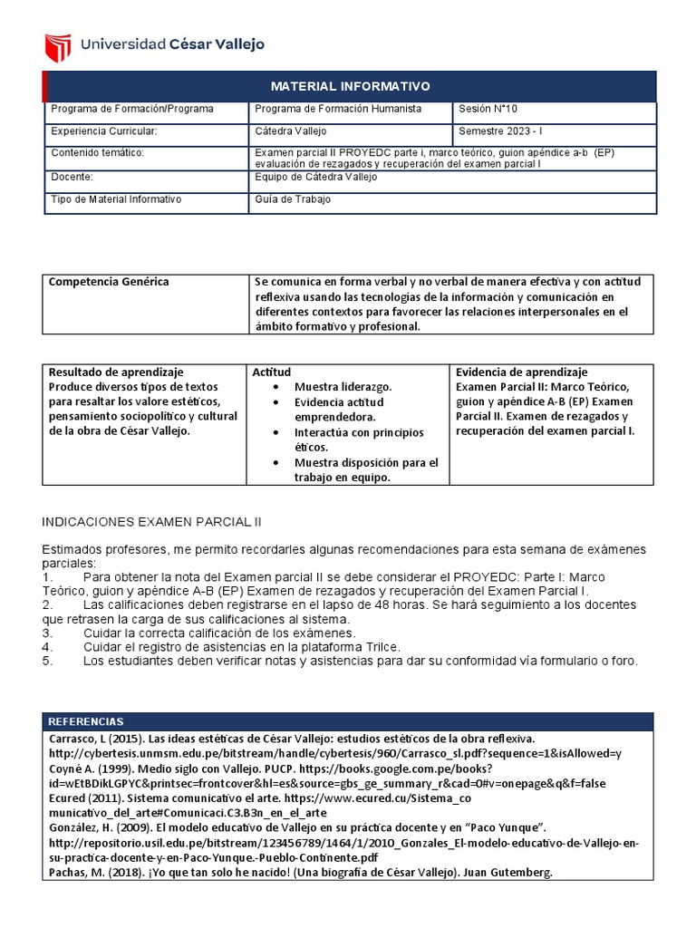 Examen Parcial II: Guía y Evaluación | PDF