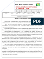 Avaliação Mensal de Língua Portuguesa - 2º Bimestre - 2023