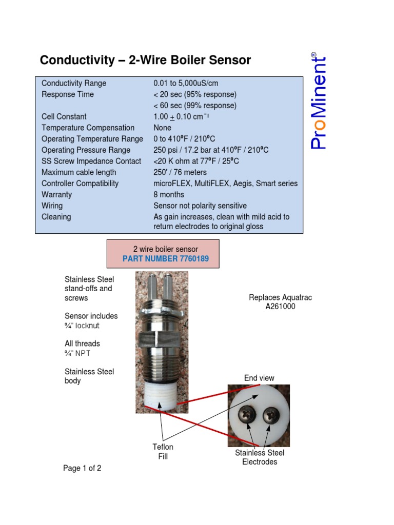 2-Wire Conductivity Boiler Sensor | PDF
