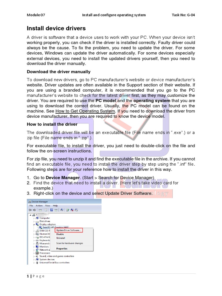 Install Device Drivers Download The Driver Manually PDF Device Driver Operating System