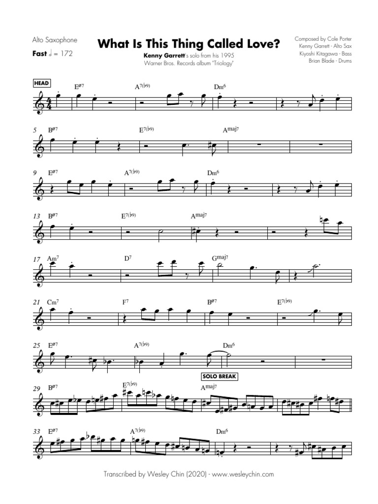 What Is This Thing Called Love - Kenny Garrett Solo | PDF