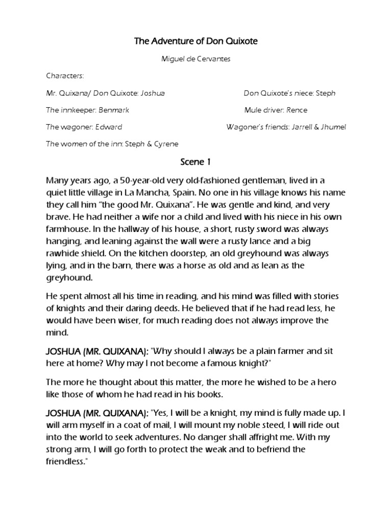 Don Quixote Play Script Excerpt | PDF