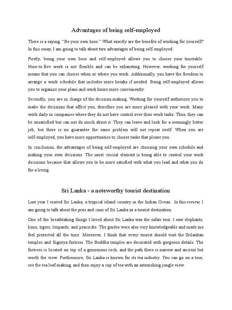 Advantages of being self employed pdf