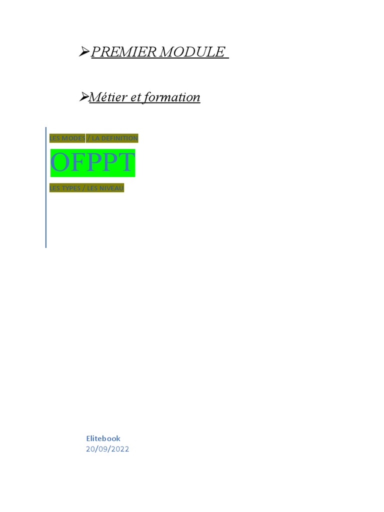 Formation OFPPT : Types et Niveaux | PDF