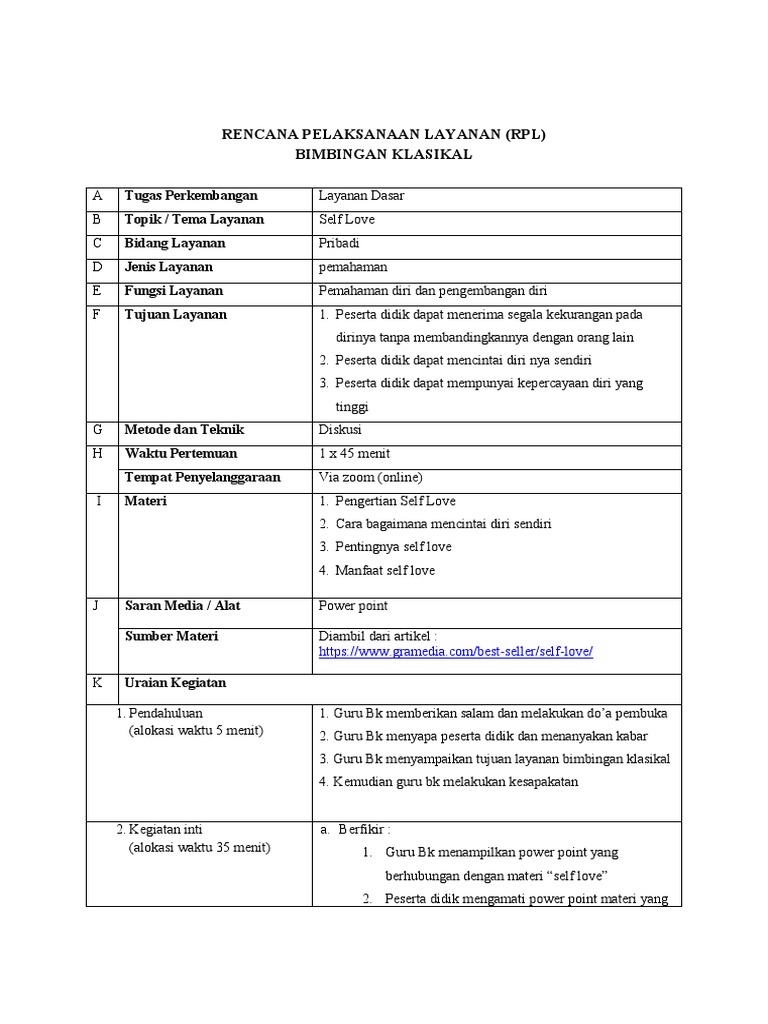 Rencana Layanan Self Love Online | PDF