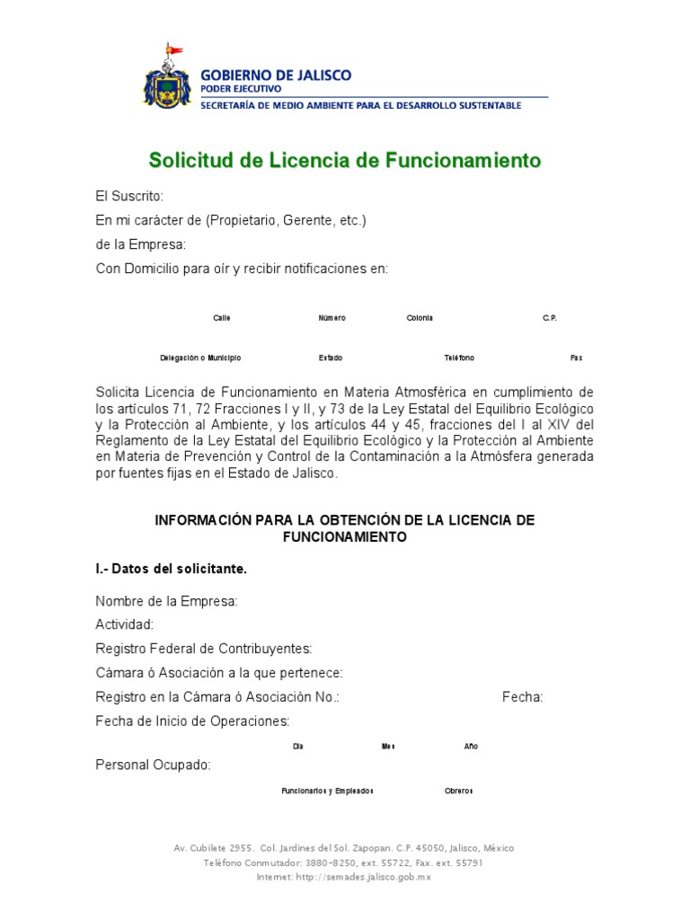 Licencia de Funcionamiento Jalisco | PDF | Contaminación | México
