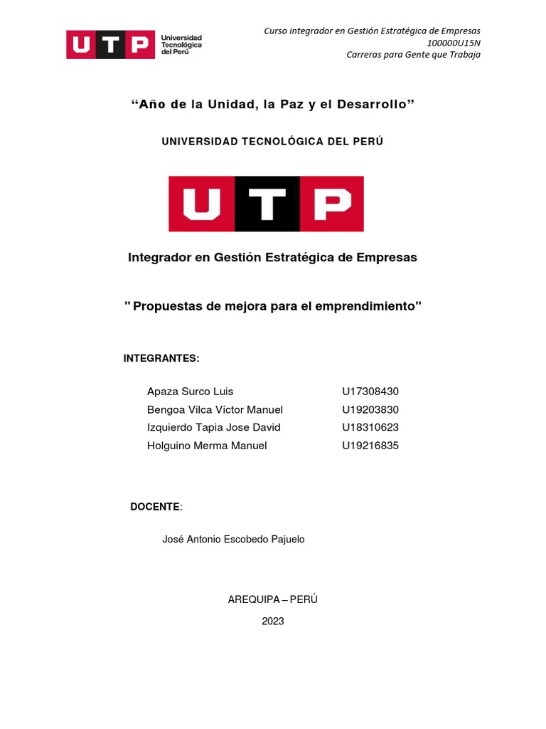 Propuestas de Mejora para El Emprendimiento | PDF