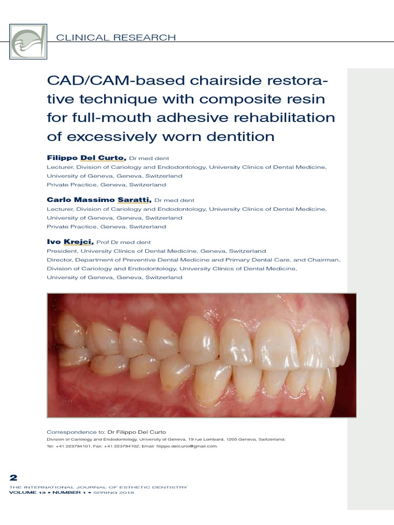 CAD/CAM-based Chairside Restora-Tive Technique With Composite Resin For ...