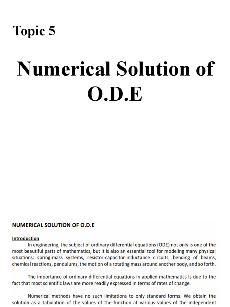 Numerical Solution Of Ode Pdf To Word