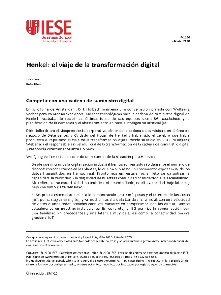 Henkel El Viaje de La Transformacin Digital 1 | PDF | Logística ...