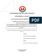 La Atención Al Cliente y Su Incidencia en Las Ventas de La Panificadora La Maná 2022 Universidad Técnica de Cotopaxi