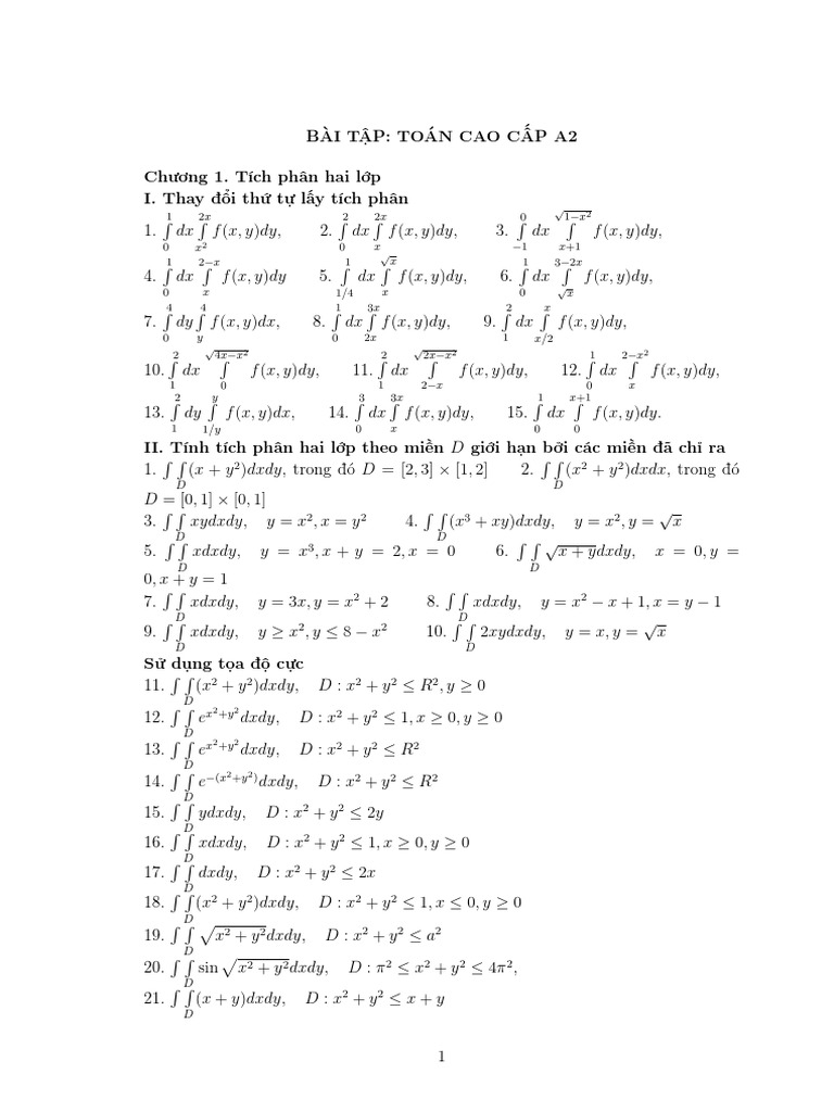 Bai Tap Toán CC A2 | PDF