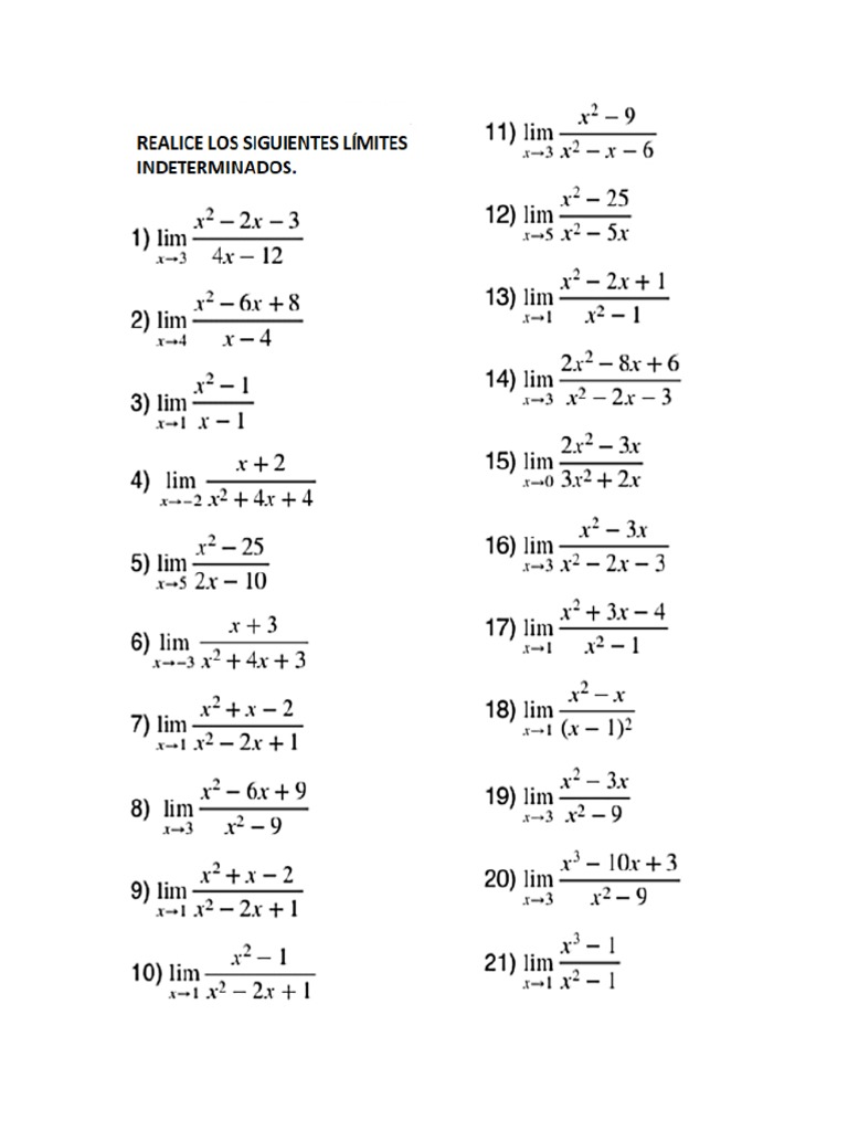 Limites Indeterminados De La Forma 0 0