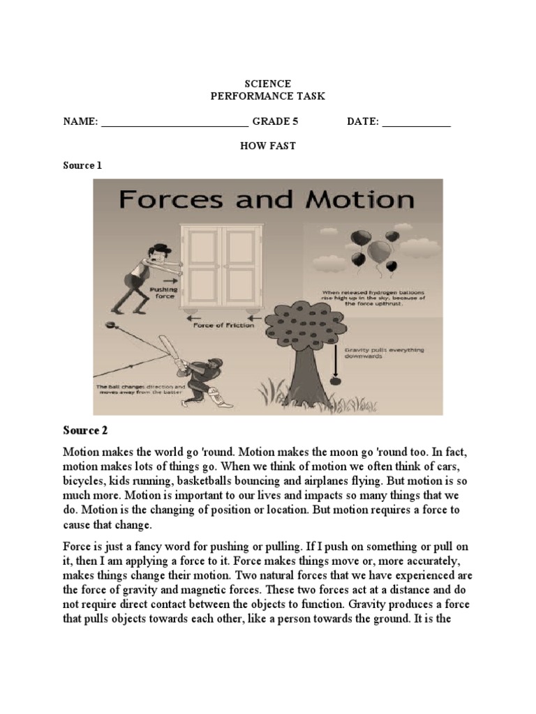 Science Forces Pt Pdf Force Experiment