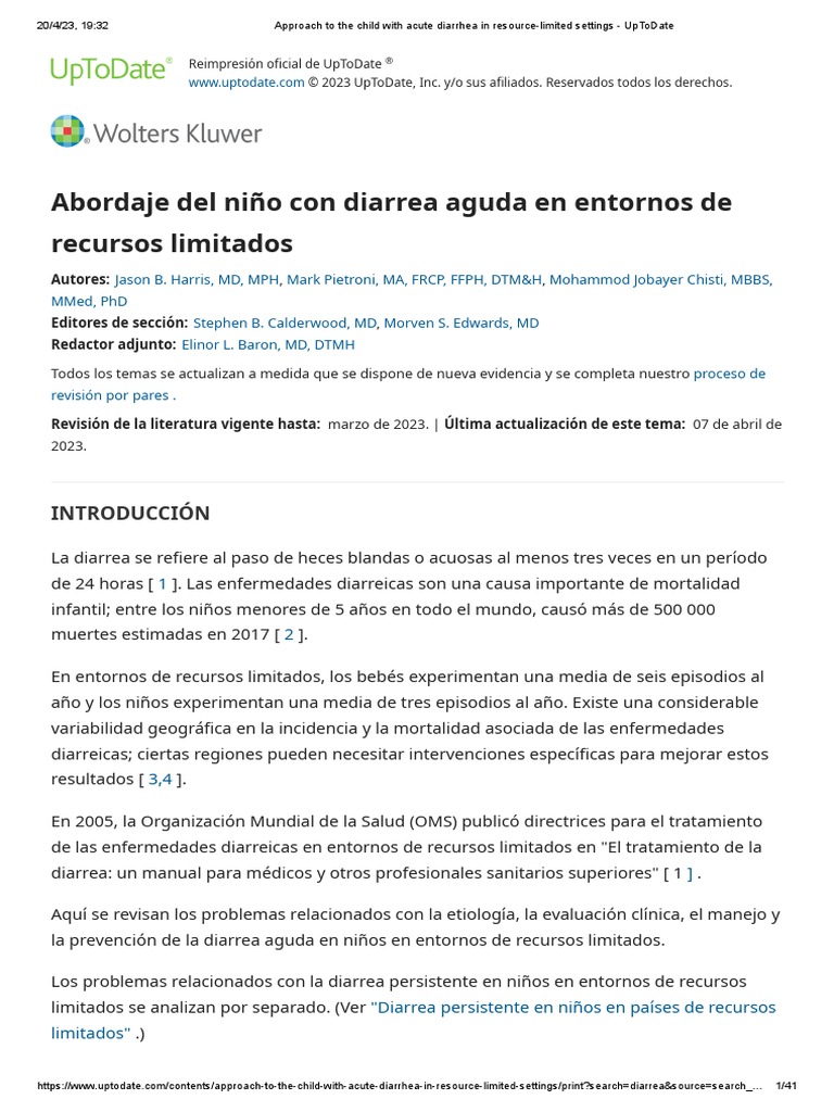 Approach To The Child With Acute Diarrhea in ResourceLimited Settings
