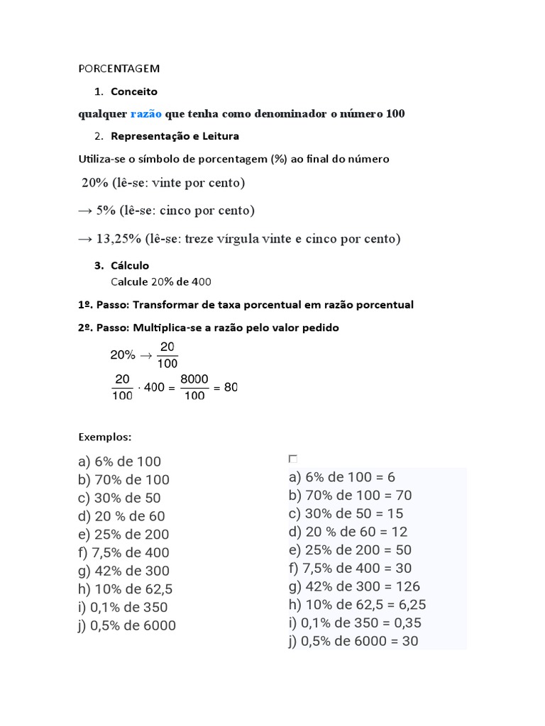 PORCENTAGEM | PDF | Métodos e Materiais de Ensino