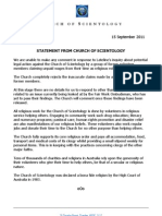15 Sept 2011 Statement From The Church of Scientology For Lateline
