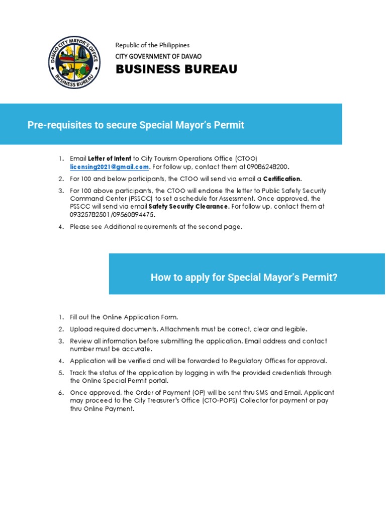 Special Permit Requirements 2023 Davao City PDF